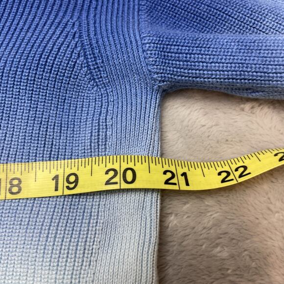 Talbots Girlfriend Dip Dye Ombre Cardigan Sweater Womens L Blue V-Neck Button Up - Picture 5 of 6